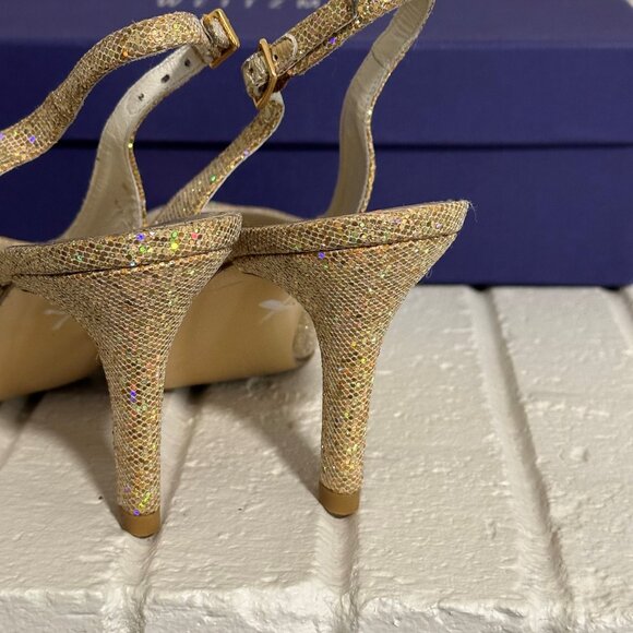 Stuart Weitzman Litely Aurora Glitter Gold Pump - Picture 11 of 16
